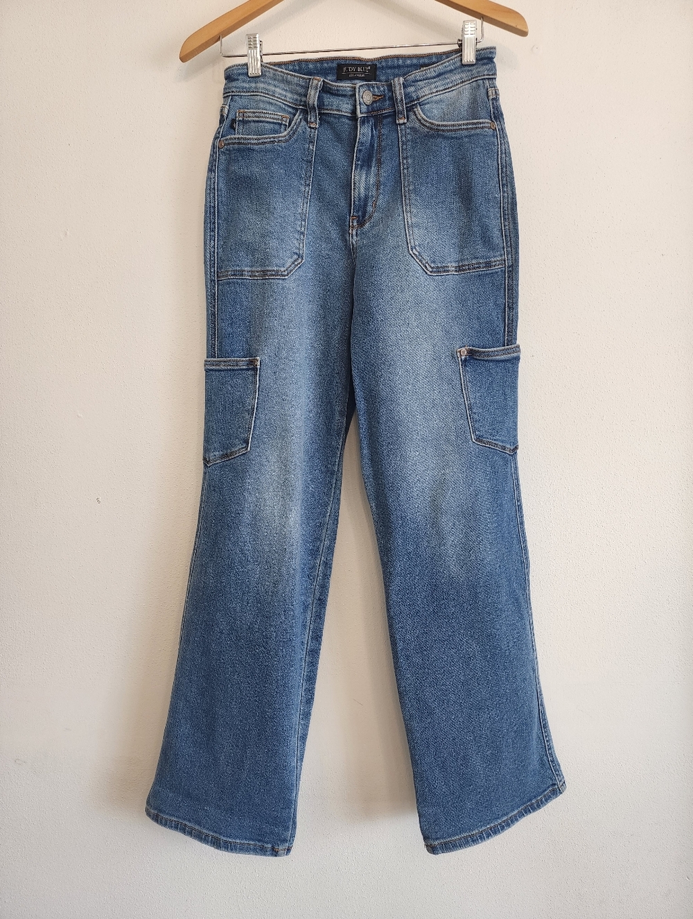 Judy Blue 90's Straight Fit High Rise Cargo Jeans - Size 7/28 - Picture 2 of 13